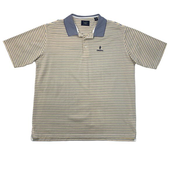 Vintage Straight Down Hybrid Polo Shirt Mens XL Extra Large Yellow Striped Golf - Picture 1 of 10